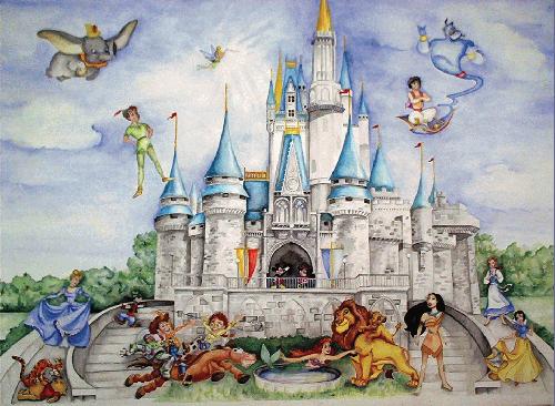 disney castle wallpaper. Disney Mural Room Ideas