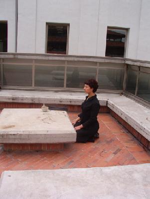Drawing with water after meditation, in a contemplation state. 2004